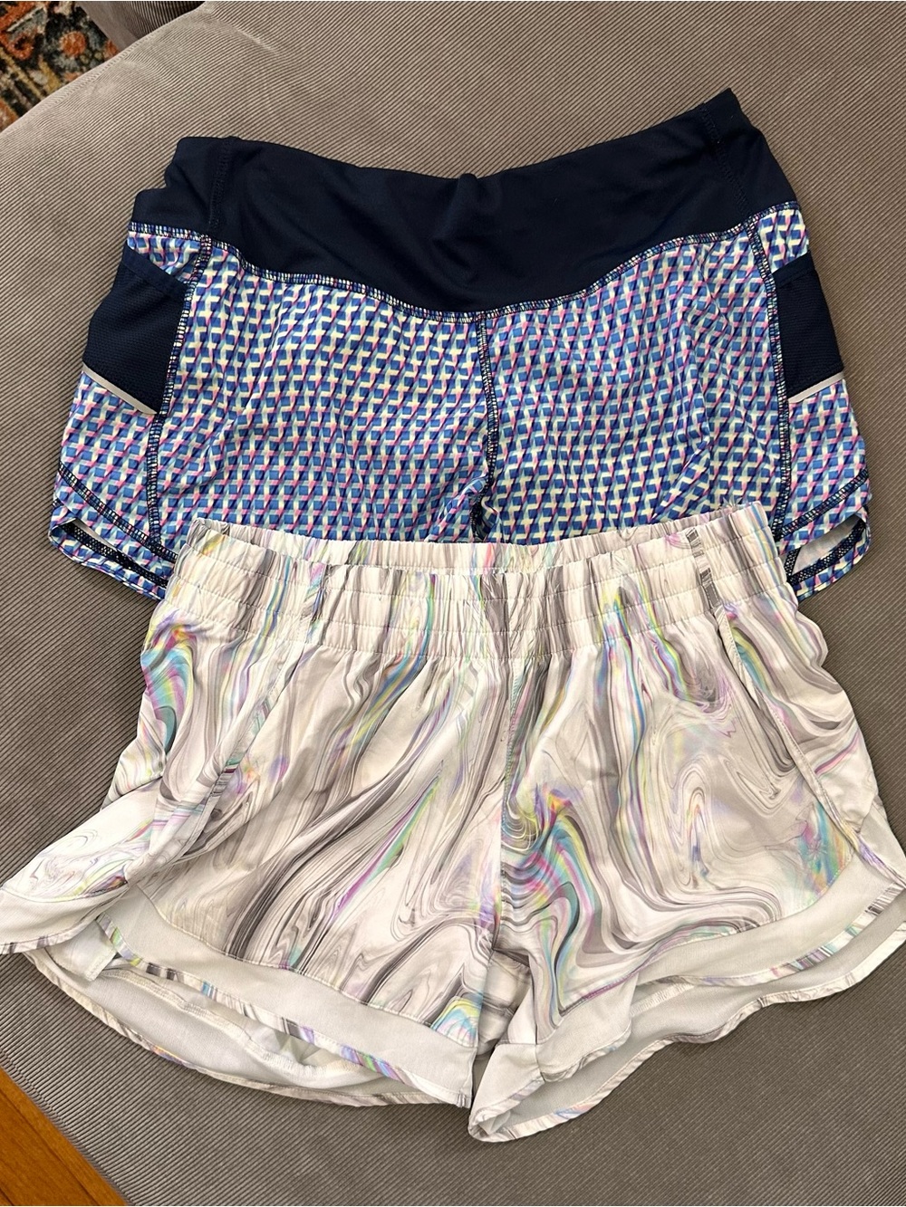Lot Of 2 Athleta Athletic Running Shorts Sz Small Geometric Lined Hiking Run